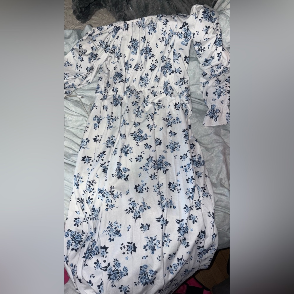 Floral Blue and White Dress